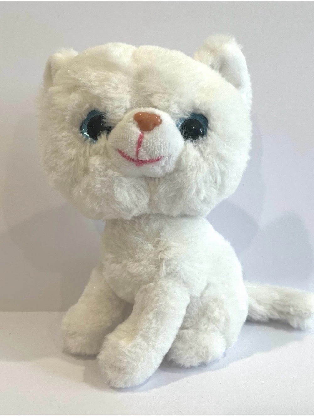 Cat White YELL Blue Eyes Kitty Urukira Animal Plush 7" Stuffed Toy Doll Japan